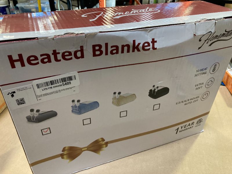 Photo 1 of Homemate Heated Electric Blanket Queen Size - 84"x90" Heating Bed Blanket Throw with 10 Heating Levels 8 Hours Auto Off Fast Heating Over-Heat Protection Ultra Soft Flannel ETL Certified, Grey