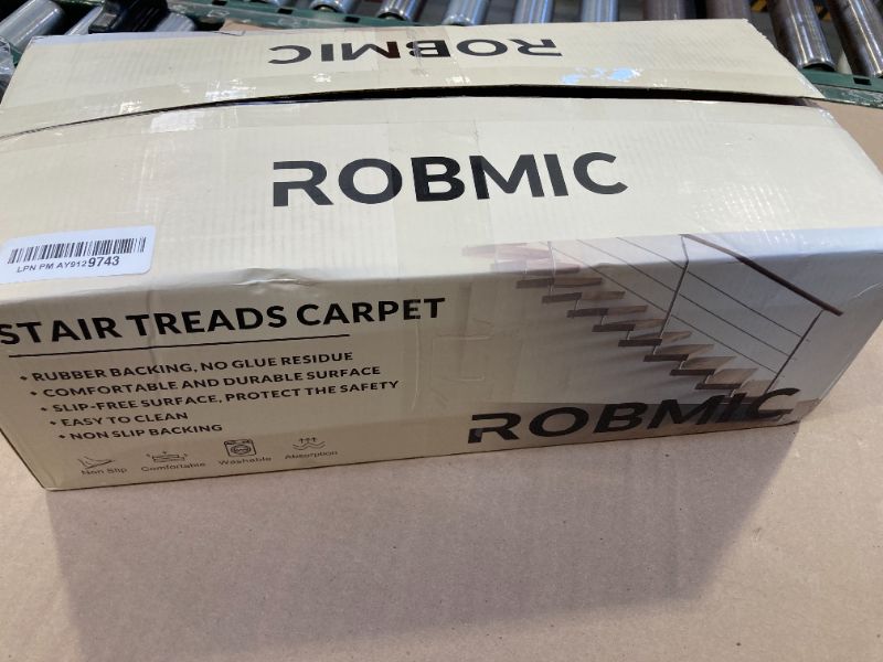 Photo 1 of Robmic 15pcs 8X30 Inches Non Slip Stair Treads for Wooden Steps Indoor,Machine Washable Rubber Backing Stair-Runners for Wooden Steps,Residue Free Carpet Stair Treads for Kids and Dogs (Brown)