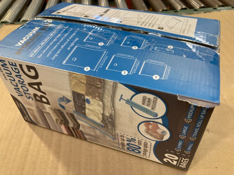 Photo 1 of 20 Pack Vacuum Storage Bags, Space Saver Bags (4 Jumbo/4 Large/4 Medium/4 Small/4 Roll) Compression for Comforters and Blankets, Sealer Clothes Storage, Hand Pump Included