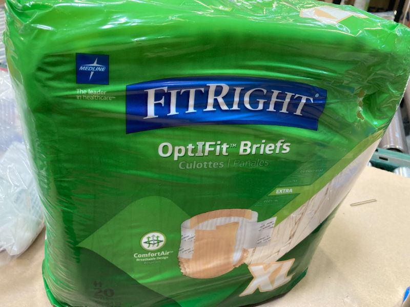 Photo 1 of FitRight OptiFit Extra Adult Briefs with Tabs, Unisex, X-Large (56-64 Inches), Moderate Absorbency, Comfortable and Protective, Ideal for Medical Patients, Hospitals, Nursing Homes, Pack of 20