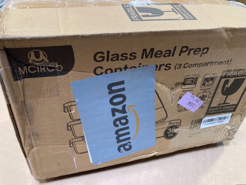 Photo 1 of M MCIRCO [5-Pack, 36 oz] Glass Meal Prep Containers 3 Compartment with Lids, Glass Lunch Containers,Food Prep Lunch Box,Bento Box,Microwave, Oven, Freezer, Dishwasher (4.5 Cups)