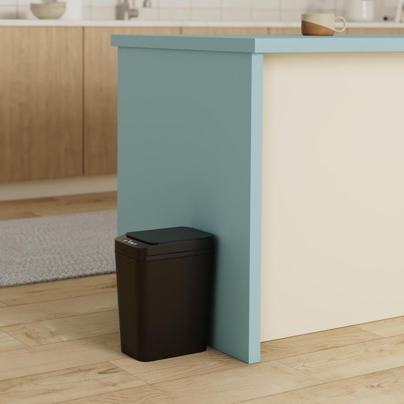 Photo 1 of jinligogo Bathroom Small Trash Can with Lid, 2.6 Gallon Touchless Automatic Garbage Can Slim Waterproof Motion Sensor Smart Trash Bin for Bedroom, Office, Living Room-Black