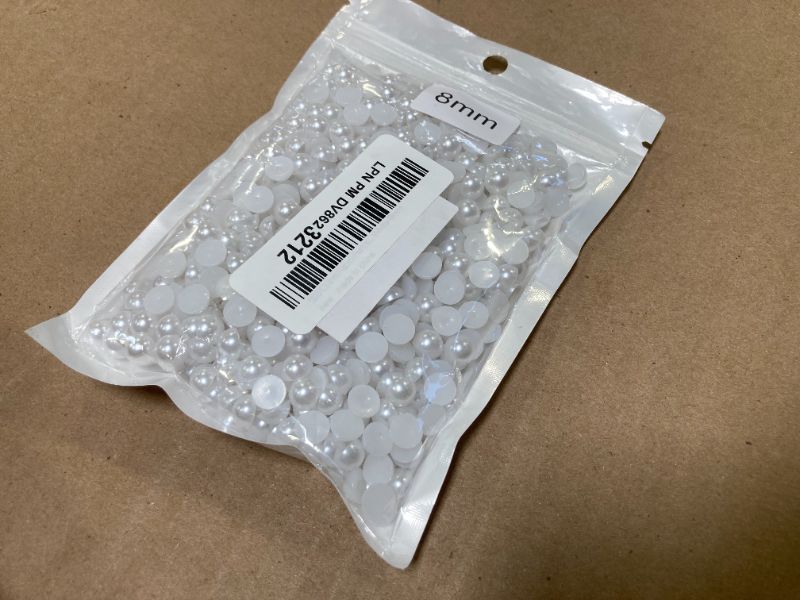 Photo 1 of 1000Pcs 8mm White Flatback Pearls for Nail Art Half Round Pearls Bulk for Artwork Making Craft DIY Accessory