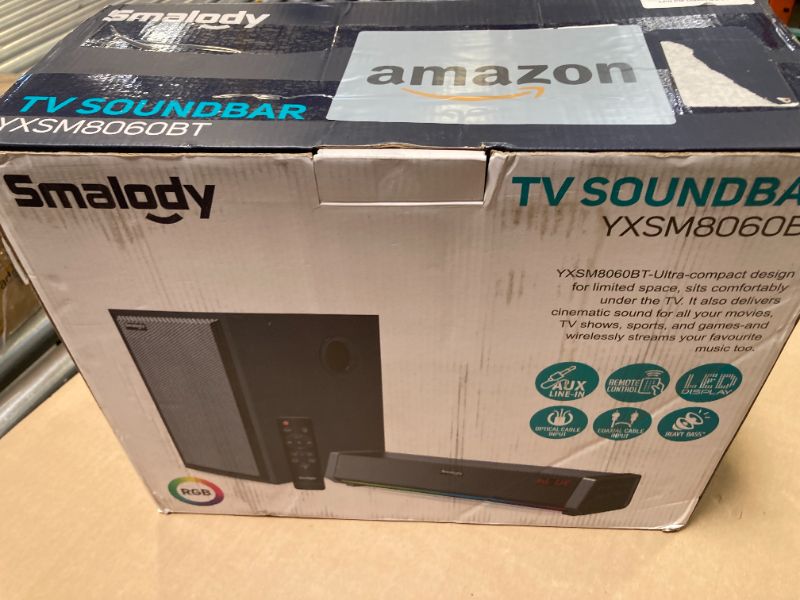 Photo 1 of Smalody TV Speakers, Home Theater Speaker Wireless Audio Sound Bar TV Speaker + Bass Subwoofer, Bluetooth Enabled/Optical/AUX/COAXIAL Inputs/Remote Control