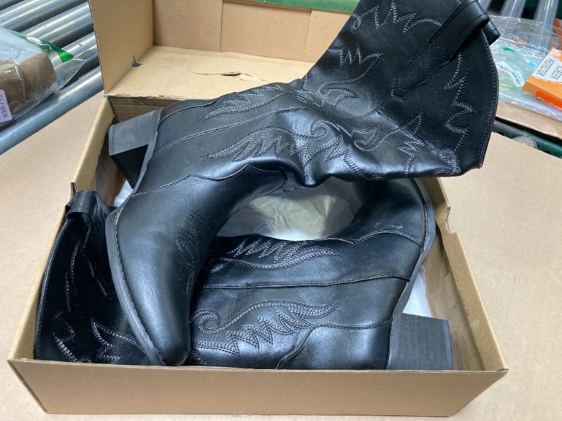 Photo 1 of 9.5--IXU Wide Cowboy Boots For Women Pointy Toe Women's Western Boots Cowgirl Boots Mid Calf Boots