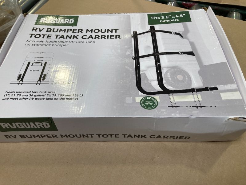 Photo 1 of RVGUARD RV Tote Tank Carrier, RV Bumper Mount Tote Tank Holder with Straps & Anti-Slip Strip, RV Bumper Rack Fits Both 4"& 4-1/2" Bumpers