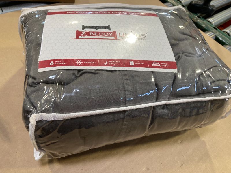 Photo 1 of 120x120in eBeddy Linens 800 TC Ultra Silky Soft Egyptian Cotton Super King Plus 120x120 Size 3-Pieces Duvet Cover Hidden Zipper Closer & Corner Ties Durable and Fade Resistant, Dark Grey Solid