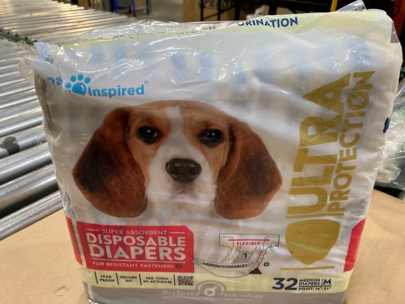Photo 1 of Paw Inspired 32ct Disposable Dog Diapers | Female Dog Diapers Ultra Protection | Diapers for Dogs in Heat, Excitable Urination, or Incontinence (Medium)