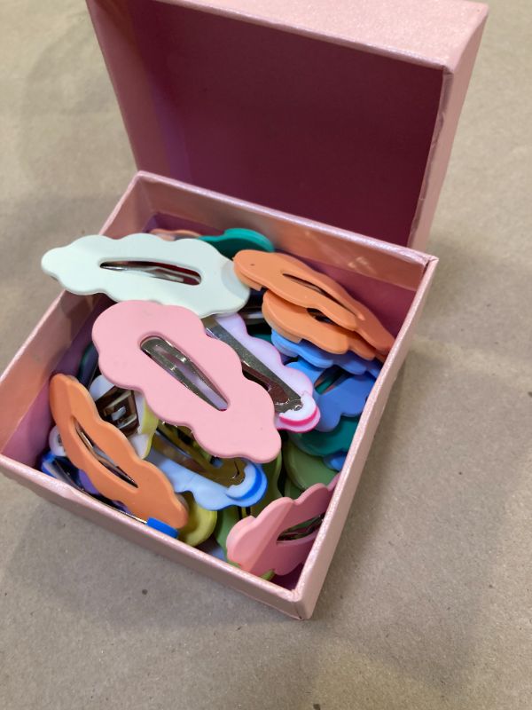 Photo 1 of EleMirsa 40pcs Candy Colored Snap Hair Clips for Little Girl Non Slip Barrettes Hair Accessories for Baby Girl Teens Toddler Kids