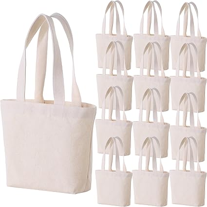 Photo 1 of OKBA 12 Pcs 8X7.5 Inch Sublimation mini tote bags ?Blank Canvas Tote Bags Reusable Grocery Bags, small tote bags for kids DIY Sack Goody Bag for Party Event Bag -Beige