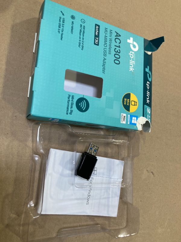 Photo 1 of TP-Link AC1300 USB WiFi Adapter(Archer T3U)- 2.4G/5G Dual Band Wireless Network Adapter for PC Desktop, MU-MIMO WiFi Dongle, USB 3.0, Supports Windows 11, 10, 8.1, 8, 7, XP/Mac OS X 10.9-10.14