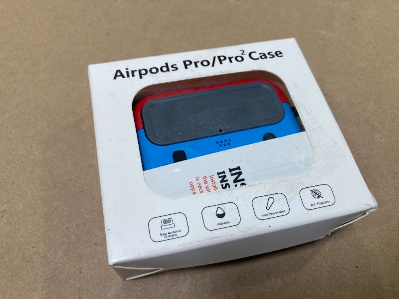Photo 1 of [with Anti-Fall Lock] Inesore AirPods Pro 2nd/1st Generation Case Cover,Classic Handheld Game Console Design Case Sturdy TPU Protective for Apple AirPods Pro 2nd/1st Case 2019/2022/2023(Red Blue)