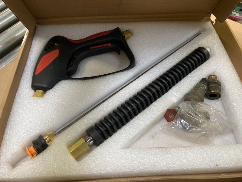 Photo 1 of TOOLCY Pressure Washer Gun, Adjustable Power Washer Swivel Gun and Extension Wand, 4000 PSI, 7 GPM, M22-14mm to 3/8" Quick Connection, 5 Nozzle Tips, Fit Most Power Washer