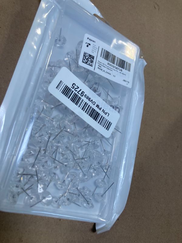 Photo 1 of Pajean50 Pieces Clear Push Pins Decorative Diamond Tacks for Cork Board Crystal Furniture Transparent Push Pins for Wedding Furniture Sofa Bulletin Board Posters Maps Classroom