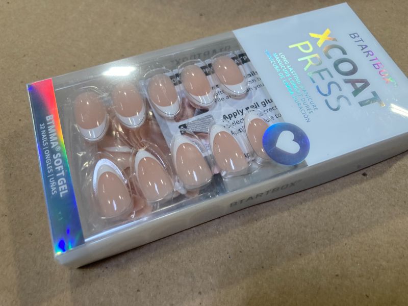 Photo 1 of BTArtbox Press On Nails Short - French Tip Press On Nails, Almond Fake Nails White with Nail Glue, Fit Perfectly & Natural Reusable Stick On Nails in 15 Sizes Glue On Nails Kit, White French