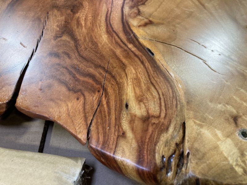 Photo 1 of   Wood Coffee Table,  Edge Contemporary Cocktail Table, Wood Tea Tables for Living Room with Metal Hairpin Legs,Wooden Flower Pot Holder Clear Lacquer Finish
