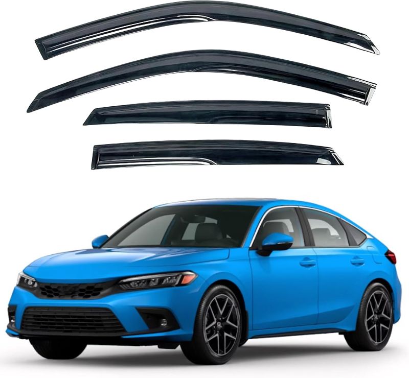 Photo 1 of  KPY Window Visor Compatible with Honda Civic Hatchback 2022-2025, 4PC Rain Guard Side Window Vent Deflectors Tape-On Mugen Style, 2022 2023 2024 2025
