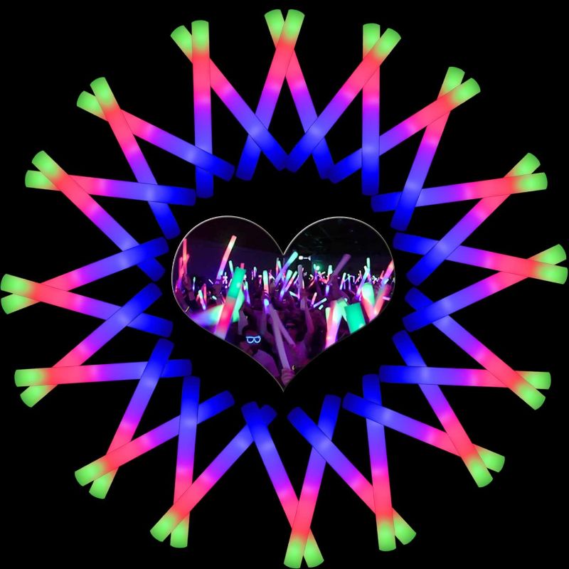 Photo 1 of 80 PCS LED Foam Glow Sticks Bulk, Light Up Foam Sticks with 3 Modes Flashing, Glow in The Dark Party Supplies, Neon Party Favors Supplies for Wedding Birthday Raves Concert Festivals Sporting Events
