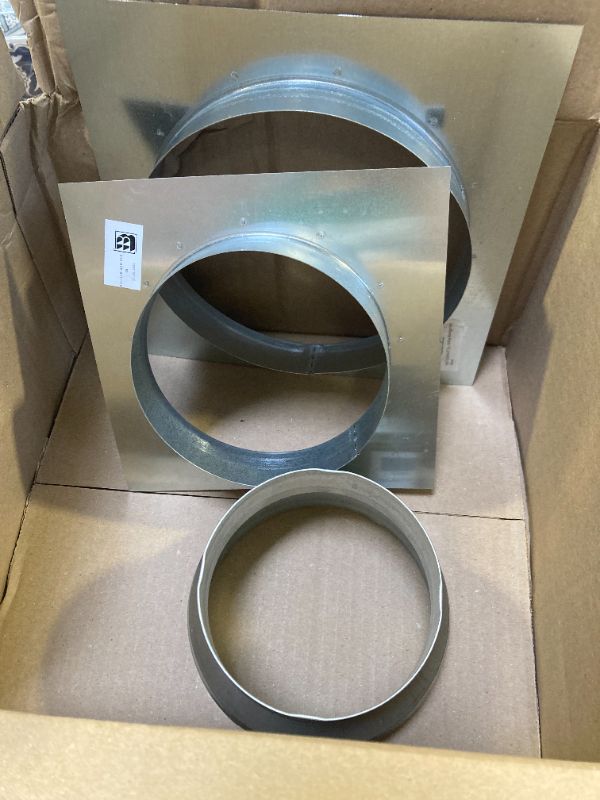 Photo 1 of Vent Systems 6" Inch Duct Connector Flange with Square Spigot Wall Plate – Dryer Vent Adapter and Mounting Plate – Ideal for Seamless HVAC Ductwork Connections, Exhaust Fans, and Airflow Management