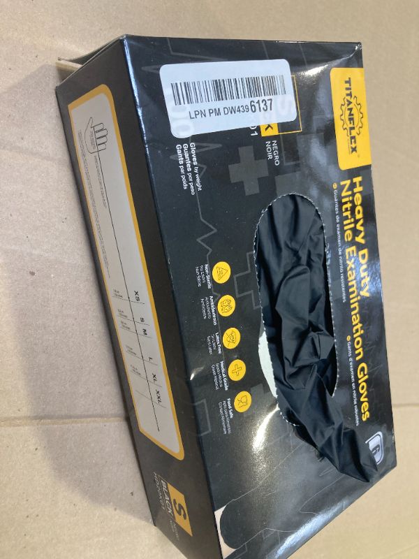 Photo 1 of TitanFlex Disposable Nitrile Exam Gloves - 6-mil, Black, Small 100-ct Box, Heavy Duty, Latex Free, Food Safe for Cooking & Food Prep