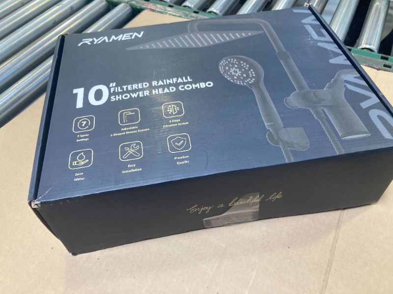 Photo 1 of Ryamen Upgraded Dual Shower Heads Combo, 10 inch Filtered Shower Head with Handheld, 3-Way Rain Shower Head with Filters, 7 Settings Handheld Spray, High Pressure, Height Adjustable (Black)