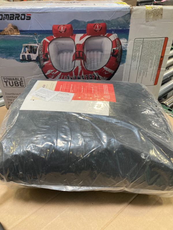 Photo 1 of ZOOMBROS Towable Tubes for Boating 2 Person, Water Tubes for Boats to Pull, Safety Inflatable Boat Tubes and Towables, Water Sport Towables with Drainage, Quick Connector, Large Capacity