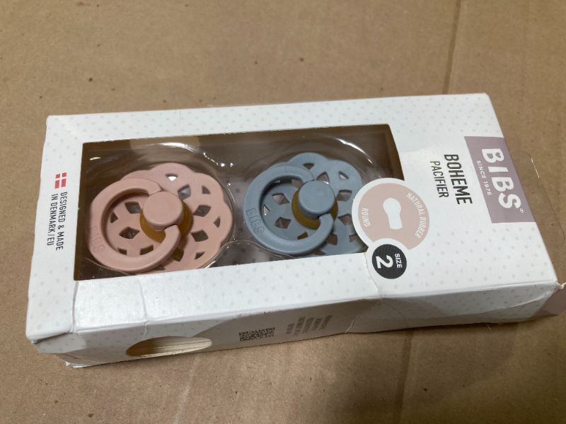 Photo 1 of BIBS Boheme Soother 4-Pack | BPA Free Dummy Pacifier | Round Nipple | Natural Rubber Latex | Made in Denmark | Size 6-18 Months | Woodchuck Mix