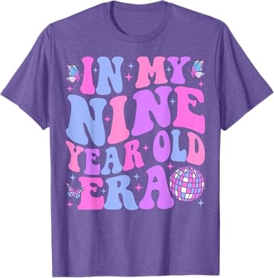 Photo 1 of In My Nine Year Old Era Girl Boy size 12-- 9th Birthday 9 Year Old T-Shirt