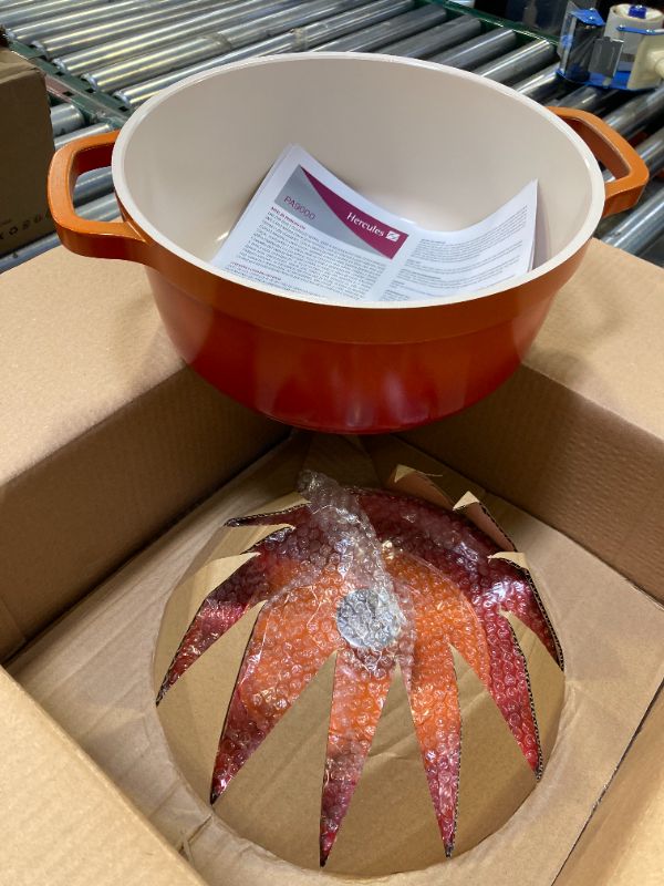 Photo 1 of Mundial Cast-Aluminum Dutch Oven 4 Qt., Large Dutch Oven Pot with Lid & Handles for All Stoves Including Induction – Dishwasher- & Oven-Safe Casserole Cookware with Nonstick Ceramic Enamel, Orange