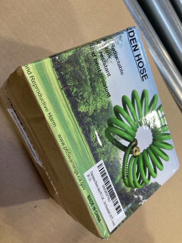 Photo 1 of Darnassus Garden Hose,10 Feet Green PU Curly Water Hose with Brass Connectors,Watering Hose Coil,Retractable,Corrosion Resistant Garden Coil Hose