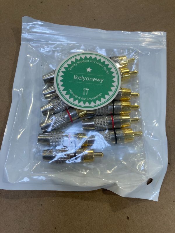 Photo 1 of RCA Plug Connectors Coaxial Cable Audio Adapter Gold Plug Male No Solder Connector Solderless Video Cable kit TV CCTV(12-Pack)