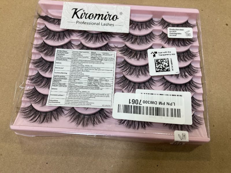 Photo 1 of False Eyelashes 14mm Faux 3D Mink Lashes Natural Look Cat Eye Wispy Lashes Pack by Kiromiro, 14 Pairs