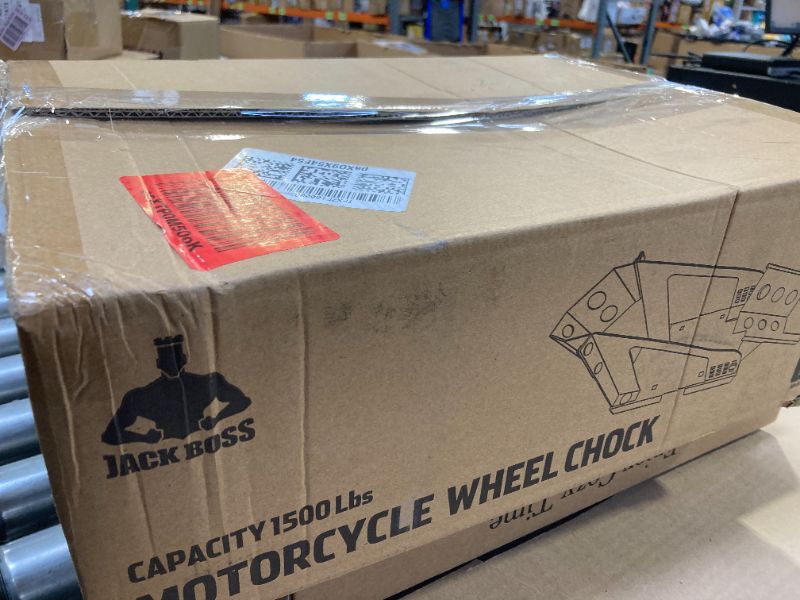 Photo 1 of Jack Boss Motorcycle Wheel Chock, Motorcycle Stand Up to 1800 Lbs, Wide Range Less Than 6 Inch, 12 Holes Support Adjustable Front Tire Stand Chocks for Most Motorcycle