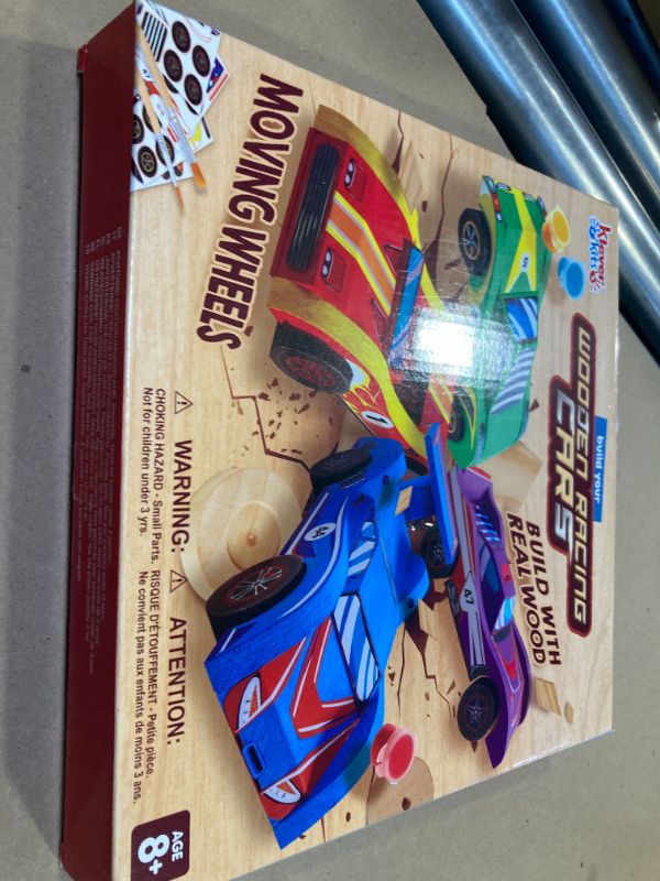 Photo 1 of Klever Kits 4 DIY Wooden Race Cars-Build & Paint Your Own Wood Craft Kit, 4 Race Cars Toy, Easy to Assemble Arts Crafts Kit, Birthday Party Presents for Kids Boys and Girls