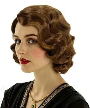Photo 1 of 1920s Brown Flapper Vintage Wig 