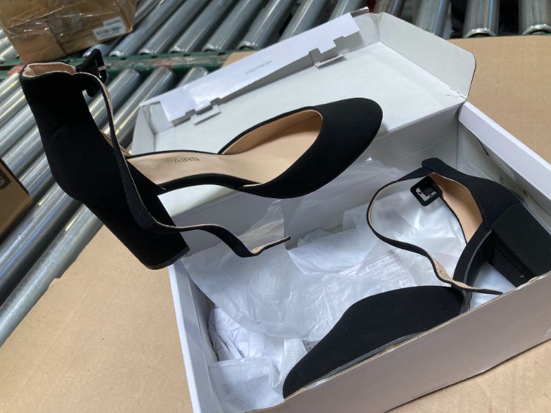 Photo 1 of DREAM PAIRS Women's Closed Toe Chunky Heels Ankle Strap Low Block Heels Round Toe Dress Bridal Wedding Pumps Shoes,Size 6.5,Black-Nubuck,DWUMPU2535