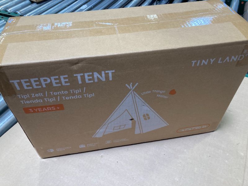 Photo 1 of Tiny Land Teepee Tent for Kids – 100% Cotton Play Tent with Padded Mat & Star Lights, Foldable with Carry Bag, Indoor Play Tent for Girls & Boys