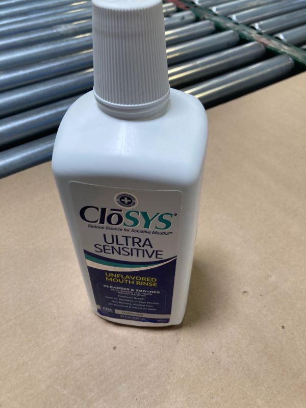 Photo 1 of CloSYS Ultra Sensitive Mouthwash, Unflavored Alcohol Free, Dye Free, pH Balanced, Helps Soothe Entire Mouth – 32 Oz