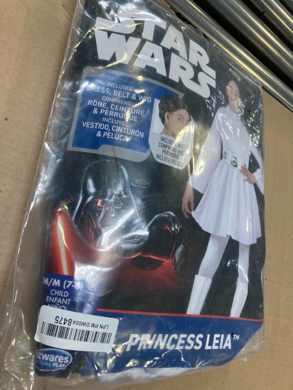Photo 1 of Star Wars Princess Leia Official Youth Halloween Costume - Hooded Dress with Belt and Wig (M) Multi