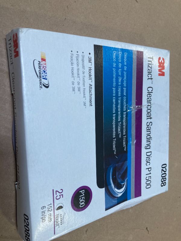 Photo 1 of 3M 02088 Trizact Hookit 6" P1500 Grit Clear Coat Sanding Disc, (Box of 25)
