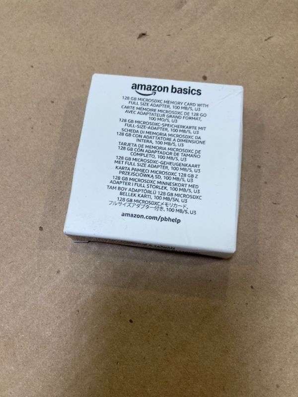 Photo 1 of Amazon Basics Micro SDXC Memory Card with Full Size Adapter, A2, U3, Read Speed up to 100 MB/s, 128 GB, Black