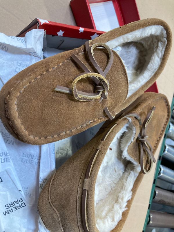 Photo 1 of DREAM PAIRS Women's Fuzzy House Slippers Cozy Faux Fur Micro Suede Moccasins Slip on Loafer Shoes for Indoor and Outdoor,Size 8.5-9,Chesnut,AUZY-01