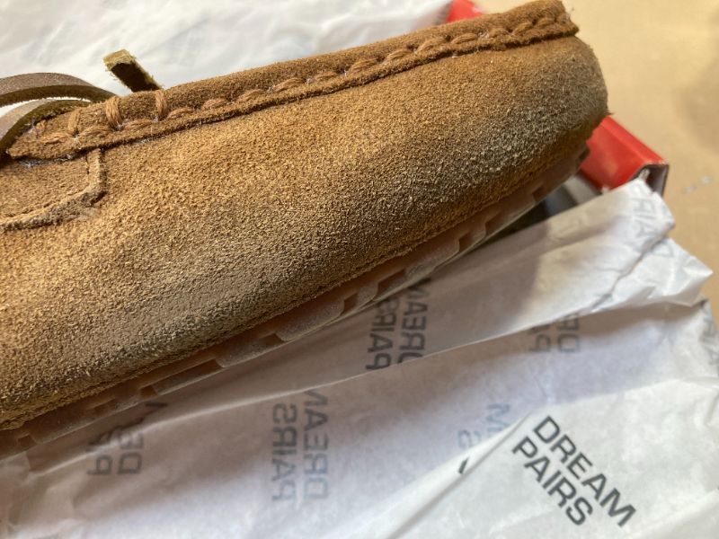 Photo 1 of DREAM PAIRS Women's Fuzzy House Slippers Cozy Faux Fur Micro Suede Moccasins Slip on Loafer Shoes for Indoor and Outdoor,Size 8.5-9,Chesnut,AUZY-01