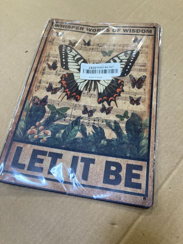 Photo 1 of Posters for Room Aesthetic Let It Be The Metal Tin Sign Wall Decor Retro Whisper Words of Wisdom Butterflies Art Signs for Home Decor Gifts 12x8 in