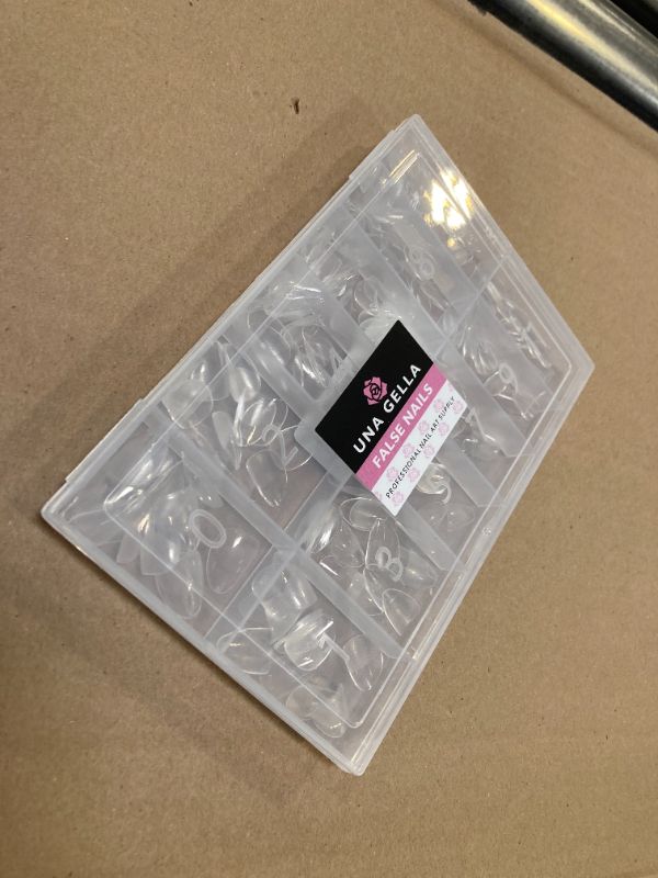 Photo 1 of UNA GELLA Extra Short Almond Nail Tips Full Cover 216PCS Gel Nail Tips Short Almond Shaped Nails Tips Soft Gelly Gel Clear Fake Nails Tip for Acrylic Nail Tip Soak Off Home DIY Salon Nails 12 Sizes