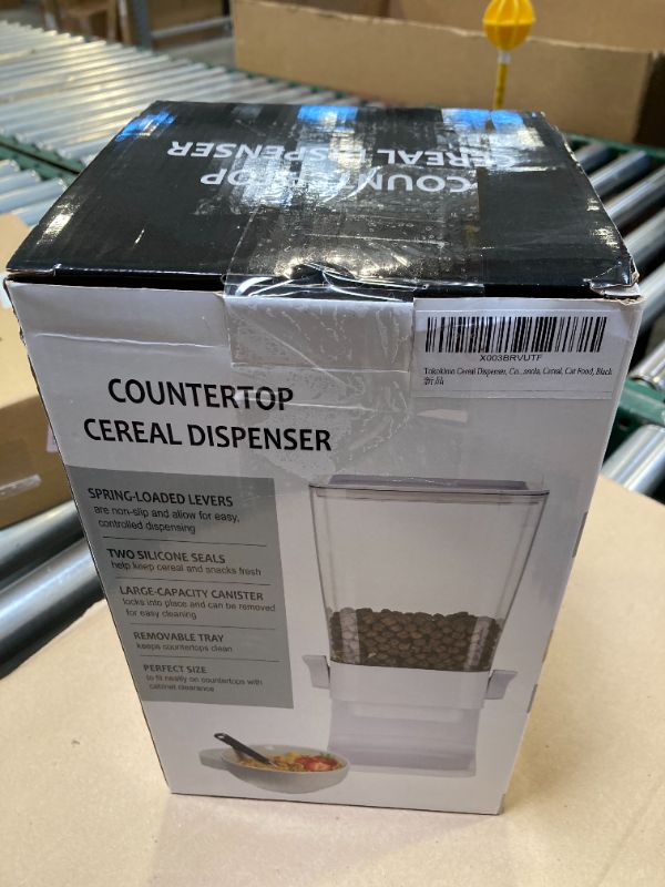 Photo 1 of Tokokimo Cereal Dispenser, Countertop Cereal Dispenser, Not Easy to crush Food Dry Food Dispenser, Kitchen Essentials, Storage Container Organizer for Granola, Cereal, Cat Food, Black