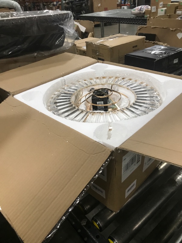 Photo 1 of Yoedivu 42 Inch Chandelier Ceiling Fan, Retractable Crystal Ceiling Fans with Lights and Remote, RGB Ceiling Fan with 6 Speeds Reversible Blades, Fandelier Ceiling Fans for Living Room Bedroom.