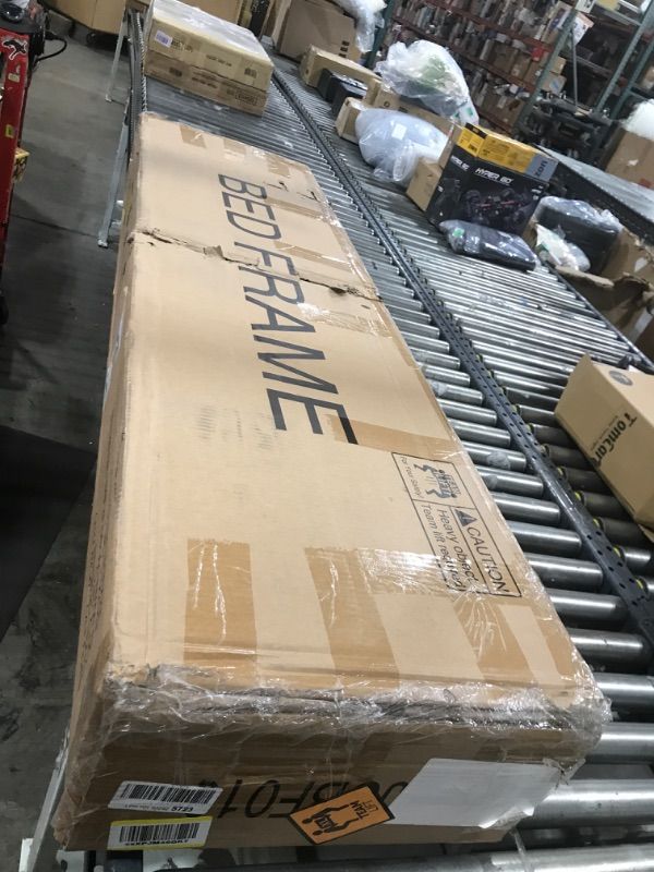 Photo 1 of Driftalia LED Queen Bed Frame with 2 Storage Drawers, Upholstered Bed Frame Queen Size with Headboard and Charging Station, No Box Spring Needed, Easy to Assembly-Dark Grey