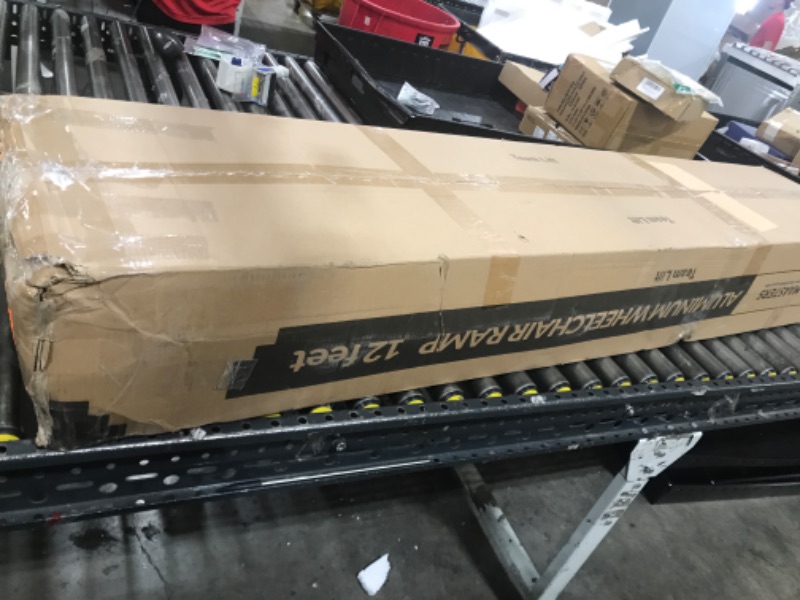 Photo 1 of MAASTERS Wheelchair Ramp 12 Feet - Aluminum Long Wheelchair Ramp - Loading Capacity 600 lbs - Portable 12 Foot Ramp with Extra Support Leg