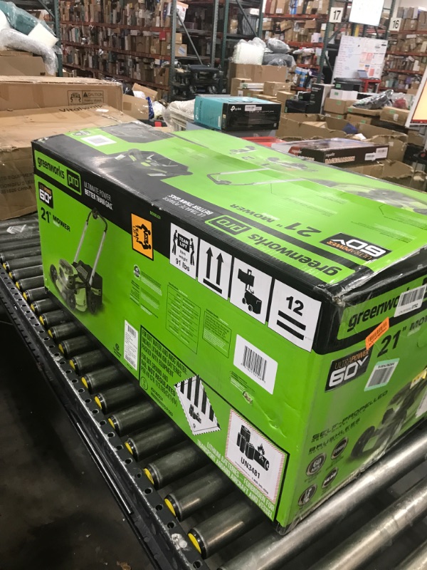 Photo 1 of Greenworks 60V 21” Cordless (Self-Propelled) Lawn Mower (LED Lights + Aluminum Handles), 2 x 4.0Ah Batteries and Dual Port Rapid Charger